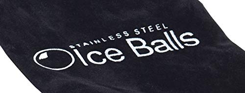 Image of Barcraft Ice Ball Set for thinKitchen:, Premium Stainless Steel, Pack of 2 Reusable Ice Cubes with Tongs & Velvet Storage Bag - Silver Finish