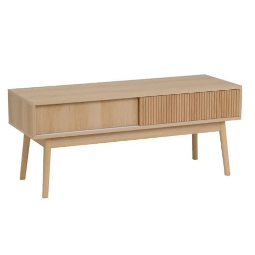 LOLAhome Mueble TV con 2 Puertas correderas de MDF Color Natural de 115x40x48 cm