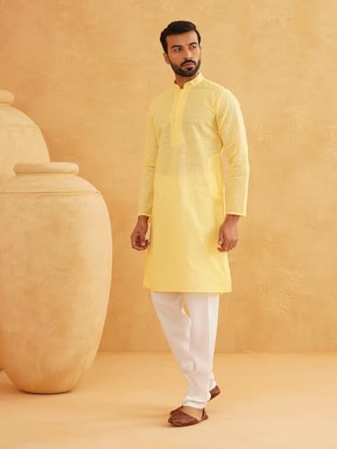 Image of Sojanya (Since 1958 Motifs Embroidered Thread Work Pure Cotton Straight Kurta With Churidar