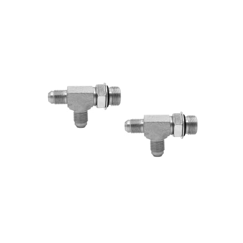Image of (2-PACK) 6804-06-08-06-NWO HydraulicHose AdapterFittingRunTee3 /8 inchMaleJIC37(9 /16 inch-18UNF)x1 /2 inchMale AdjustableO-RingBoss(3 /4 inch-16UNF)x3 /8 inchMaleJIC37(9 /16 inch-18UNF)PipeJointsConnectorCarbonSteel
