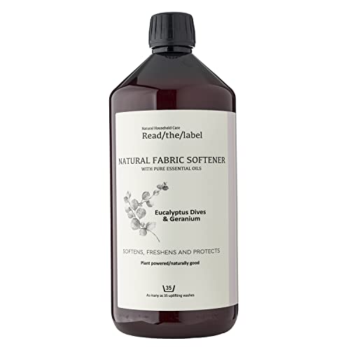 Read The Label Natural Fabric Softener 1000ml – Eucalyptus & Geranium – Plant-Based Fabric Conditioner with Essential Oils – Softens, Freshens & Protects – Non-Bio & Vegan