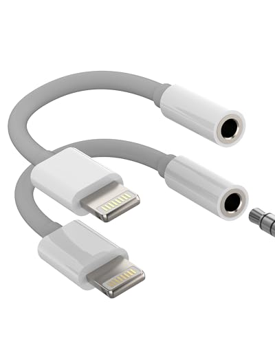 Adaptateur Lightning Vers Jack écouteur 3.5mm(Lot de 2)pour iphone14 13 Pro Max Prise Casque Audio Câble Connecteur Certifié Pour Apple MFI Auxiliaire Pour ipad Splitter Accessoires Voiture Connecteur