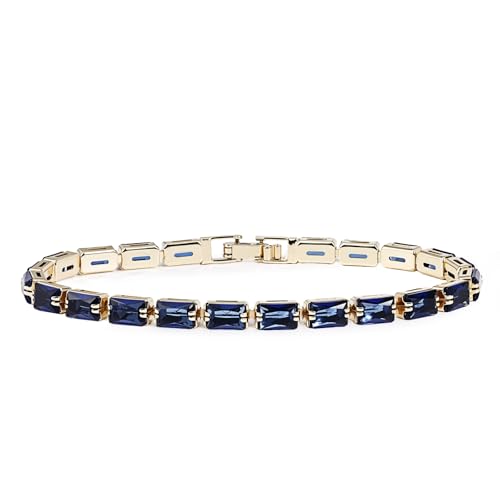 Teppdfann Elegant Blue Tennis Bracelet for Women - Sapphire Blue Jewelry Piece, Blue Cubic Zirconia Birthstone Bracelet for Timeless Style