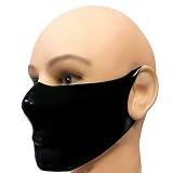 GREEFEI Masque en Latex pour Homme et Femme Noir,Masque en Caoutchouc Naturel Fait Main,Costumes de Club Soirée Thème S