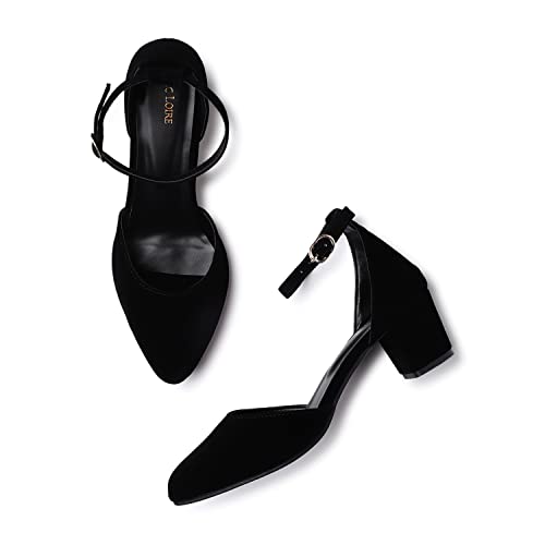 Image of Marc Loire Women's Pointed Toe Block Heel Fashion Sandals with Buckled Ankle Strap
