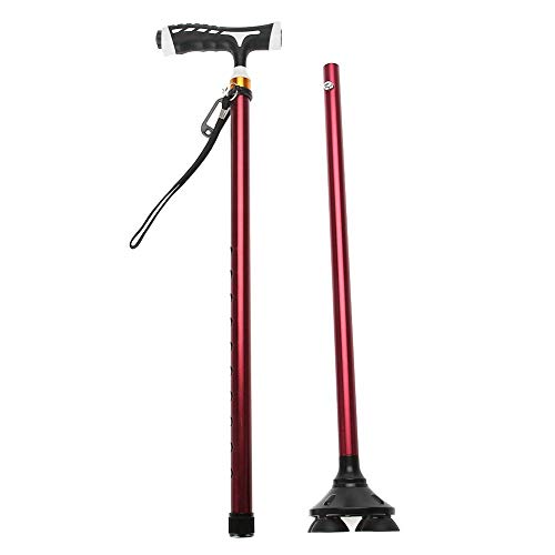 Cane with T Handle, Aluminum Lightweight Cane Walking Stick, Non-Slip Walker Crutches with LED Light, Height Adjustable, 360 ° Rotating Support for Seniors & Disabled, 74-94cm - Thumbnail 2