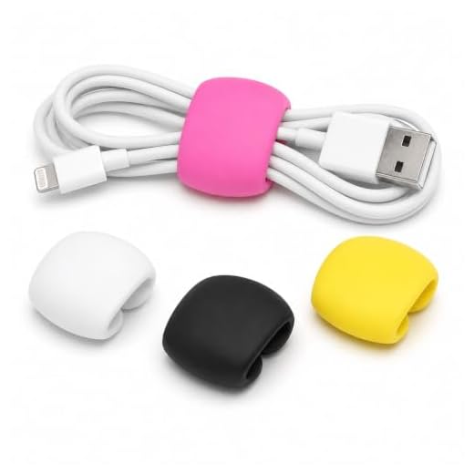 4 Pack Cable Organizer Clips Reusable Cord Wrap Holders for Charging Cables USB Wires Earbuds Travel Desk Home Assorted Colors (4pcs Colour)