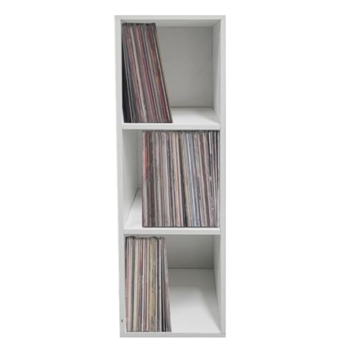 VDD Lp records mueble de almacenamiento de vinilo – organizador de discos de vinilo lp – 3 compartimentos – blanco