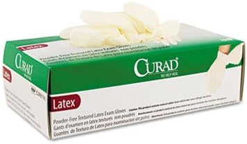 Curad CUR8106 Latex Exam Gloves, Powder-Free, Large, 100/Box