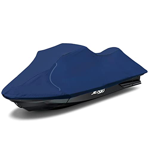 Upgraded Fade and Crack Resistant Trailerable Navy Jet Ski Cover Heavy-Duty Waterproof and UV Protection PWC Cover Jetski Watercraft Cover Fits from Stand-up