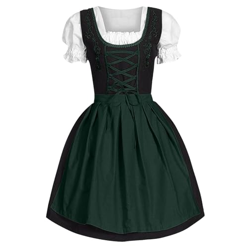 Women Dirndl Dress Oktoberfest Costume 3 Piece Dirndl Dress Bavarian Costume Fancy Midi Skirt Oktoberfest Outfit Cosplay Costumes for Bavarian Beer Carnival Party