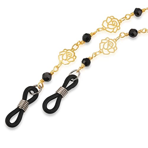 myaddiction Gold Eyewear Necklace Eyeglass Retainer Rope Rose Flower Glass Beads Chain Jewelry & Watches | Fashion Jewelry | Eyeglass Chains & Holders