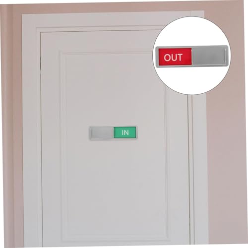 Image of Vacant Occupied Door Sign for Home & Office Silver Slider with OUT /IN Status Display for Restrooms Meeting Rooms Hospitals Easy-to-Read (6.97 * 2.04in)