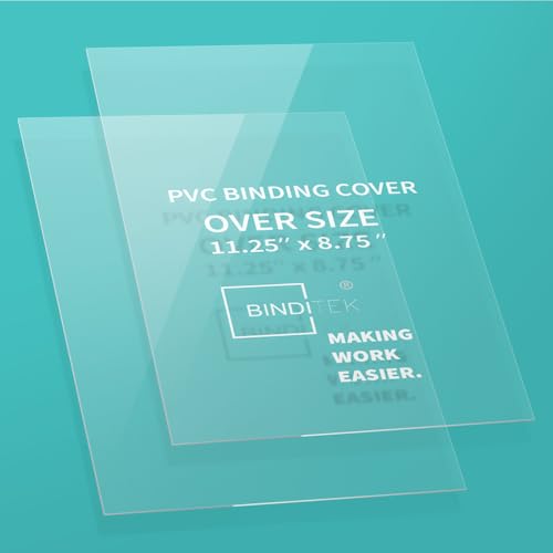 Image of Binditek 8 Mil PVC Binding Covers, 8.75 x 11.25 Inches, Clear, 50 Pack