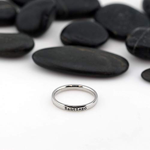 My Hero Creations 3Mm Stackable Stainless Steel Personalized Custom Stacking Name Ring thumb #4