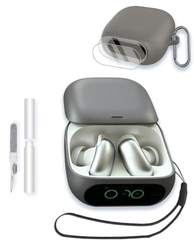 Case for Anker Soundcore Liberty 5 Pro Earbuds, Soft Silicone Protective Portable Scratch Shock Resistant with 2pack Screen Protector &Cleaner Kit & Carabiner & Lanyard,Grey