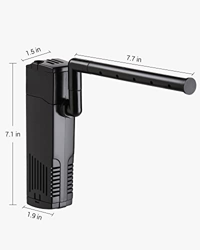 Nicrew Aquarium Internal Filter, Submersible Power Filter With Multiple Function, Aeration System With Sponge Filter For Fish Tanks 10-20 Gallon, 100 Gph, 7W #TOP6