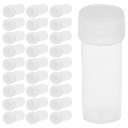 DIYEAH 50 Pezzi Bottiglie Trasparenti da 5 Ml con Tappo a Sicurezza, Flaconi Ricaricabili per Farmaci, Contenitori per Campioni per Uso Medico e Sanitario