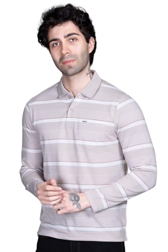 Image of Full Sleeve Polo T Shirt for Men Cotton with Pocket and Collar - Regular Fit Tshirt