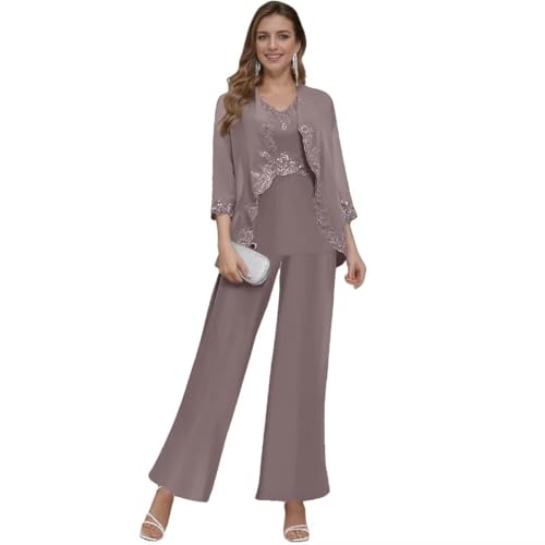 Elegant Burgundy Chiffon Lace Pant Suits for Women – Perfect Mother of the Bride Attire by TIANMEI, Size 18 Plus - Image 9