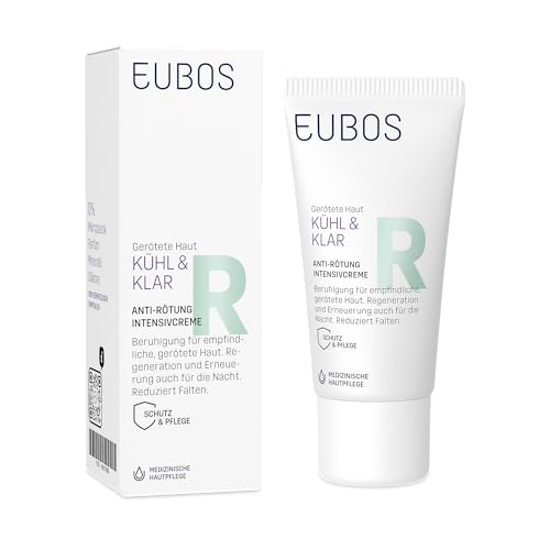EUBOS KÜHL & KLAR ANTI-RÖTUNG, Intensivcreme, Beruhigende Pflege für empfindliche, zu Rötungen neigende Haut, Reduziert Falten, Von Dermatologen empfohlen, 30ml