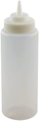 Tablecraft 23363C Polyethylene Wide Mouth Squeeze Dispenser with Wide Cone Tip, Clear, 32-Ounce (12-pack)
