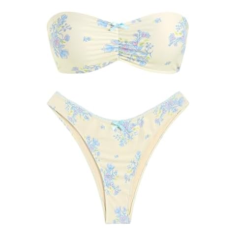 ZAFUL Women's Strapless Floral Bikini Cover