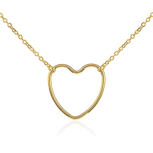 Zavana Collar con forma de corazón para mujeres y niñas, bonito collar para mujer, simple cadena y colgante con forma de corazón, bisutería para mujer, latón Cover