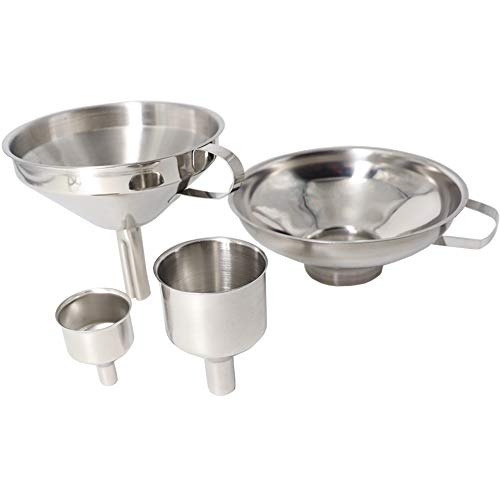 4 Pcs15256 inch Mouth Stainless Steel Funnel Set Kitchen with Strainer BUENNUS Canning Funnel for Wide and Regular Jars Dishwasher Safe Metal Funnels for Filling SmallLarge Bottles Flask