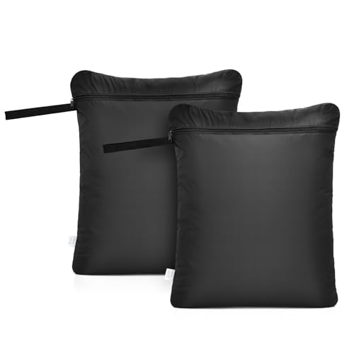 OTraki 2 Piezas Bolsa Ropa Mojada 50 x 60CM Reutilizable con Cremallera Bolsa Almacenamiento Impermeable con Lavadora Wet Bag para Viaje, Seca y Húmedas de Tela para Piscina, Gimnasio, Bebe, Pañales