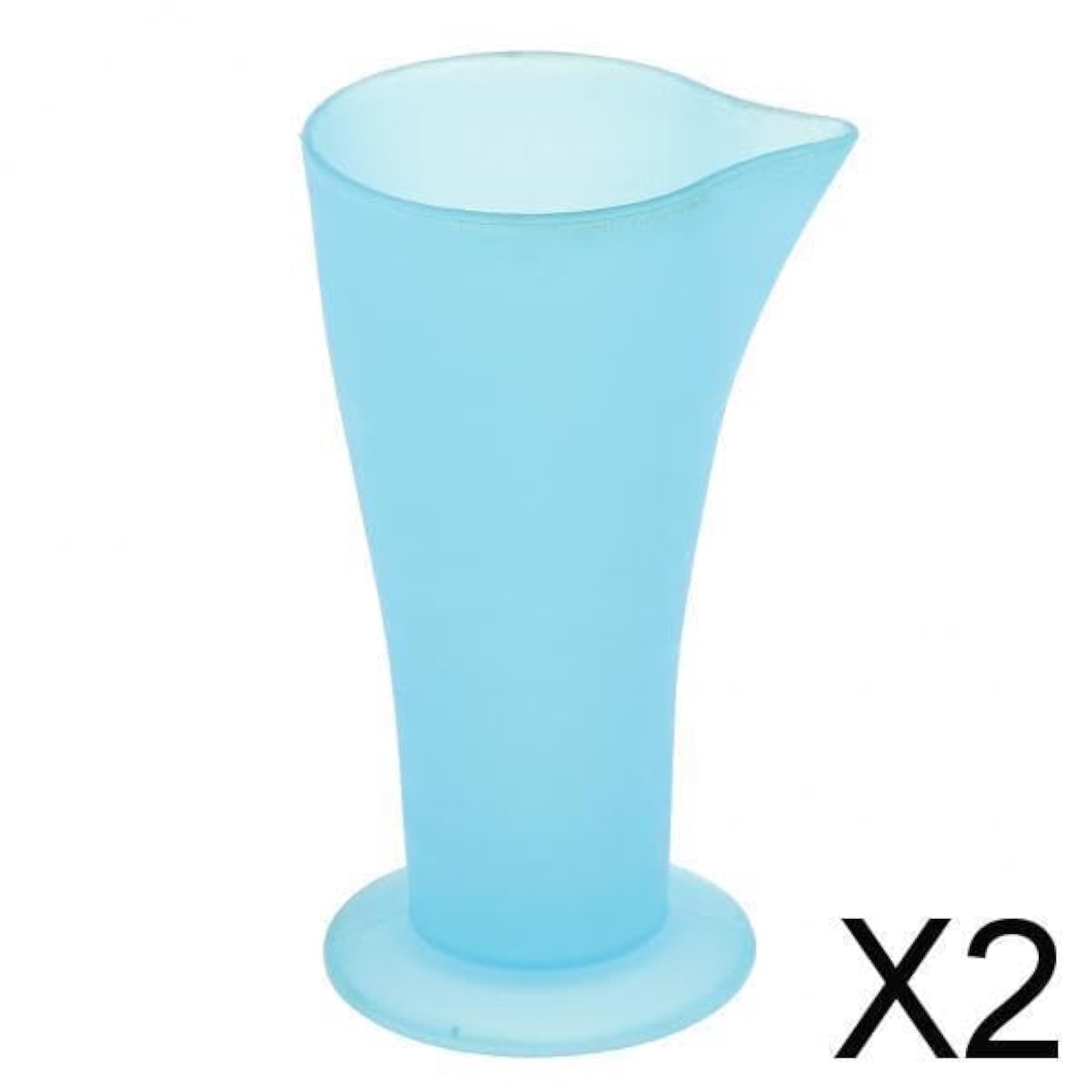 2x Blue Poly Reusable Hair Tint Dye Coloring Measuring Cups