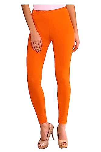 Image of H2 Women's Comfortable Cotton Blend Leggings - Ankle Length, Versatile (in, Alpha, 2XL, Regular, Flame Orange)