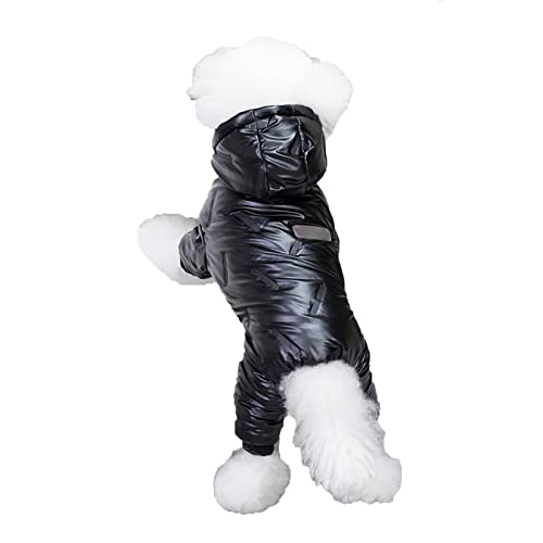 Dosige wasserdichte Hundemäntel Haustier Daunenjacke Kapuzen-Overall Vierbeinige Hosen für kleine Hunde, Katzen, Welpen (Schwarz, XXL) Cover
