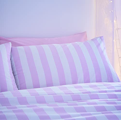 Sassy B Bedding Stripe Tease Reversible King Duvet Cover Set with Pillowcases Pink