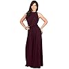 KOH-KOH-Sexy-Sleeveless-Summer-Formal-Flowy-Casual-Gown KOH KOH Womens Long Sexy Sleeveless Bridesmaid Halter Neck Wedding Party Guest Summer Flowy Casual Brides Formal Evening A-line Gown Gowns Maxi Dress Dresses, Maroon Wine Red L 12-14