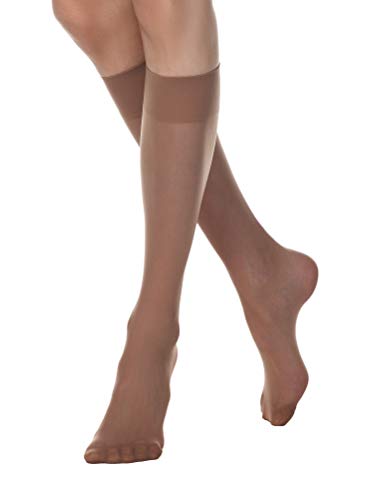 Conte Sheer Knee High Soft Nylon Stockings with Reinforced Toe Tension 20 Den