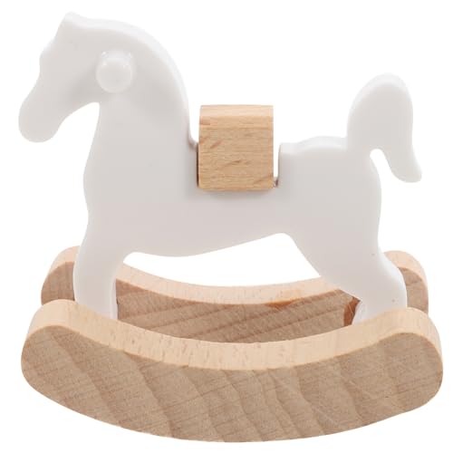 ifundom Piccolo giocattolo a forma di cavallo in legno, mini cavallo a dondolo, statuetta, ornamento da tavolo, mobili per casa delle bambole, per fai da te.