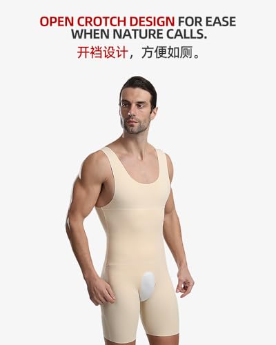 BaronHong Mens Sleeveless Full Body Shaper Underwear Slimming Compression Bodysuit Shapewear Tummy Chest Control4