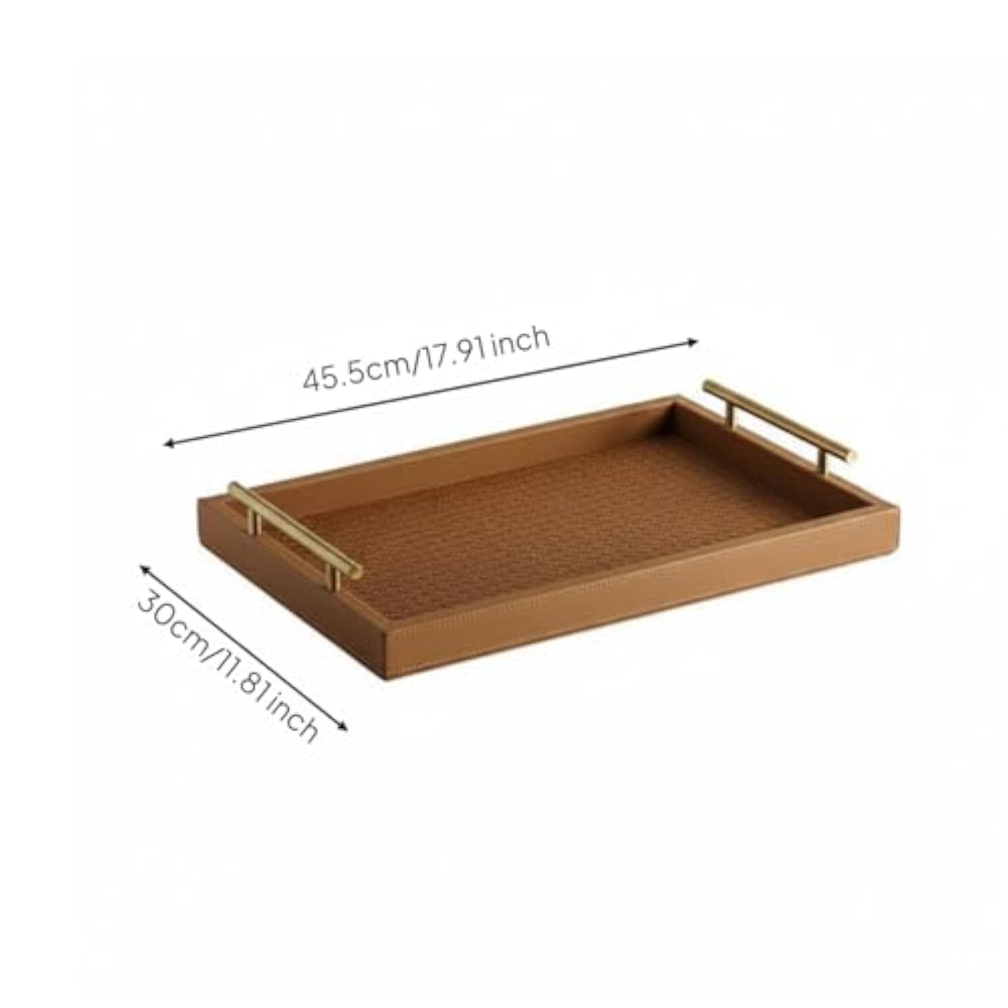 Luxury Leather Rectangular Tray with Handles, Multi-Use Storage