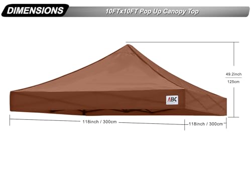 Image of ABCCANOPY Replacement Canopy Top for Pop Up Canopy Tent 10x10 Brown