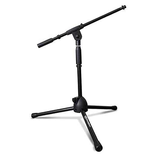AxcessAbles MS-101L Short Microphone Stand with Boom, Low Profile Mic Tripod Stand for Kick Drums/Guitar Amplifiers