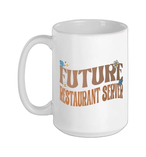 Melanated Afro Future Restaurant Server Ceramic Mug, White, 15oz