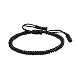 COLORFUL BLING Handmade Tibetan String Bracelet Adjustable Woven Rope Knot Buddhist Kabbalah Protection Lucky Friendship Bracelets for Mens Womens Amulet Gifts-black
