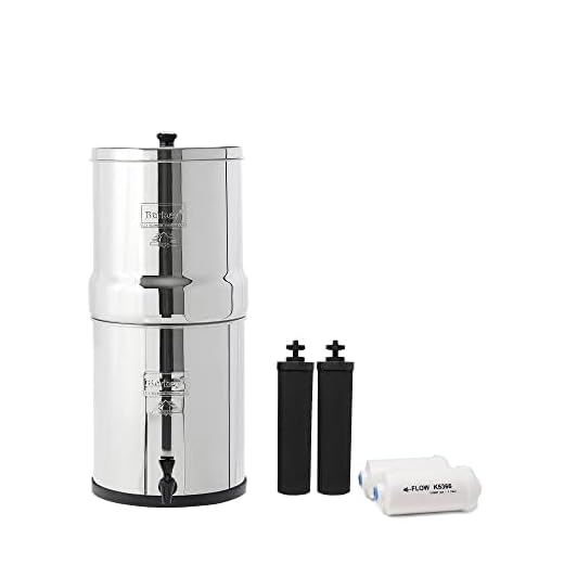 Big Berkey Gravity-Fed Water Filter System 2.25 Gallon with 2 Black Berkey Elements, 2 Berkey PF-2 Fluoride and Arsenic Reduction Elements