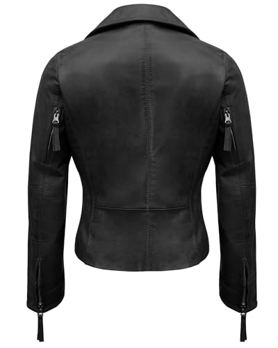 Leather Jacket Women - Real Lambskin Jacket Moto Biker Motocycle Coat3