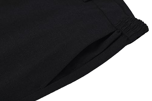 Plaid&Plain Men's Dress Pants with Elastic Waistband and Stretchy Fabric Straight Fit4