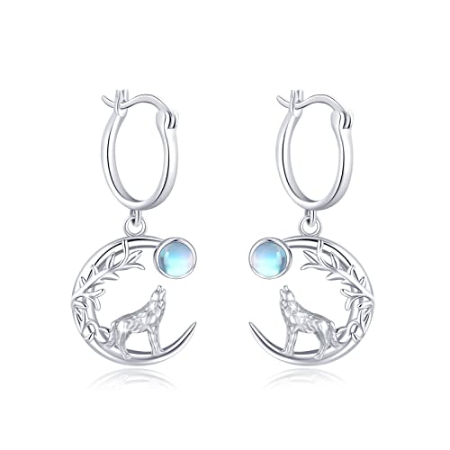 Boucles d'oreilles loup en argent 925, le cadeau de Noël idéal pour elle