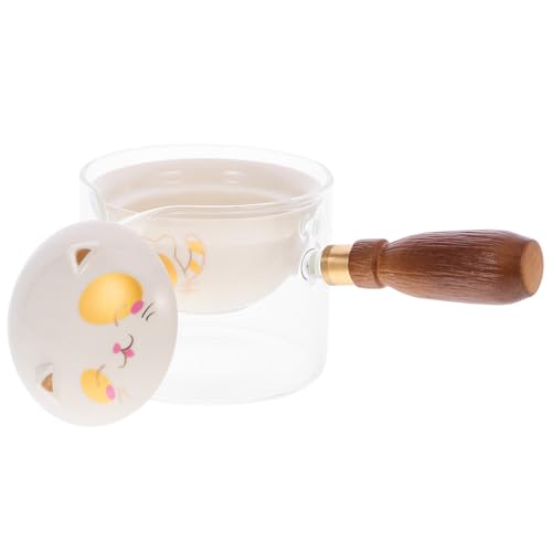 DECOMELODY 転サイドハンドル付きセラミックティーポット 木製持ち手 お茶抽出用実用ケトル 花 果実茶向け家用