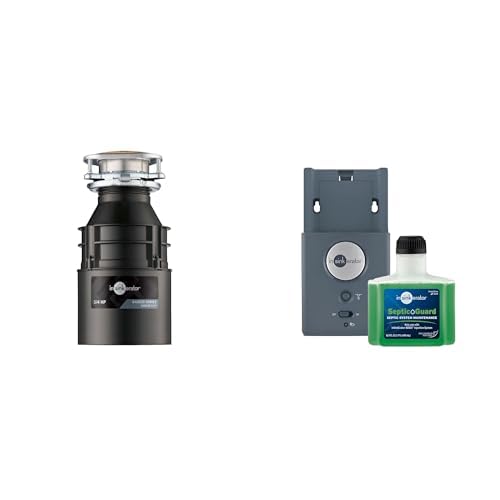 InSinkErator Badger 5XP Garbage Disposal, Badger Series 3/4 HP Continuous Feed Food Waste Disposer + InSinkErator BOOST Injection System with Septic Guard Solution, Septic System Maintenance, BST-SG