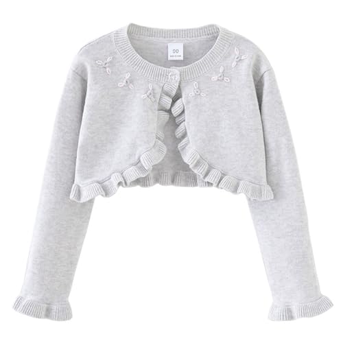 ACSUSS Girls Long Sleeve Flower Ruffle Knit Bolero Cardigan Sweater Casual Home Wear Travel Photo Shoot